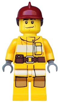 LEGO part Fire - Bright Light Orange Fire Suit with Utility Belt, Dark Red Fire Helmet cty0286