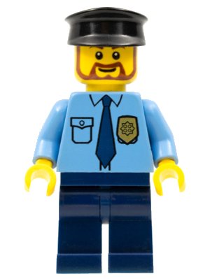 LEGO onderdeel Police - City Shirt with Dark Blue Tie and Gold Badge, Dark Blue Legs, Black Hat (cty0289)