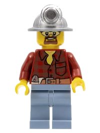 LEGO part Flannel Shirt with Pocket and Belt, Sand Blue Legs, Mining Helmet, Safety Goggles cty0309