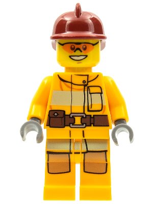 LEGO onderdeel Fire - Bright Light Orange Fire Suit with Utility Belt, Dark Red Fire Helmet, Orange Sunglasses (cty0338)