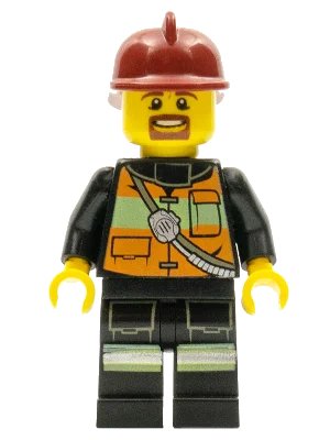 LEGO onderdeel Fire - Reflective Stripe Vest with Pockets and Shoulder Strap, Dark Red Fire Helmet (cty0342)