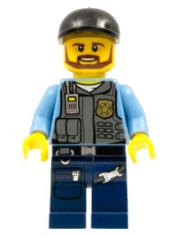 LEGO onderdeel Police - LEGO City Undercover Elite Police Officer 1 - Brown Beard cty0360