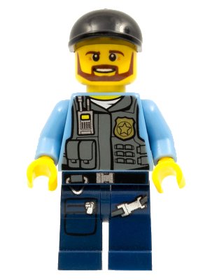 LEGO onderdeel Police - LEGO City Undercover Elite Police Officer 1 - Brown Beard (cty0360)