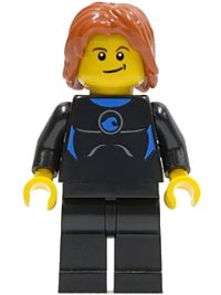 LEGO part Coast Guard City - Surfer in Wetsuit, Dark Orange Tousled Hair, Crooked Smile cty0407