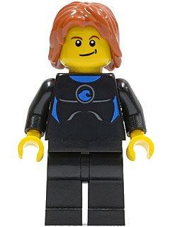 LEGO onderdeel Coast Guard City - Surfer in Wetsuit, Dark Orange Tousled Hair, Crooked Smile (cty0407)