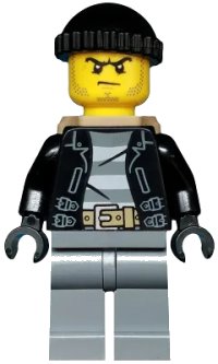 LEGO part Police - City Bandit Male with Black Stubble and Backpack cty0452