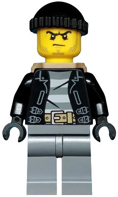 LEGO onderdeel Police - City Bandit Male with Black Stubble and Backpack (cty0452)