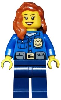 LEGO part Police - City Officer, Gold Badge, Dark Orange Female Hair over Shoulder cty0485