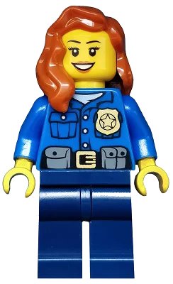 LEGO onderdeel Police - City Officer, Gold Badge, Dark Orange Female Hair over Shoulder (cty0485)