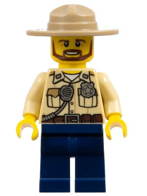 LEGO onderdeel Swamp Police - Officer, Shirt, Dark Tan Hat, Brown Beard (cty0517a)