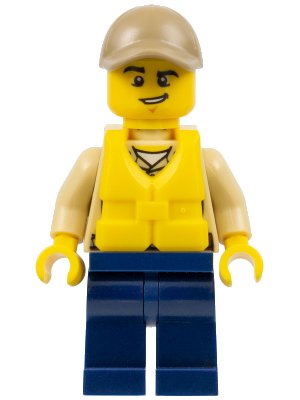 LEGO onderdeel Swamp Police - Officer, Shirt, Dark Tan Cap, Life Jacket (cty0519)