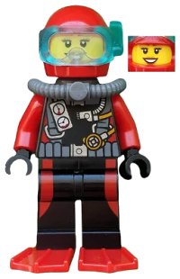 LEGO part Scuba Diver, Female, Red Flippers cty0559