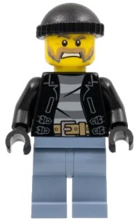 LEGO onderdeel Police - City Bandit Male with Brown and Gray Beard, Black Knit Cap cty0621