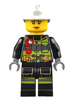 LEGO onderdeel Fire - Reflective Stripes with Utility Belt and Flashlight, White Fire Helmet, Peach Lips (cty0627)