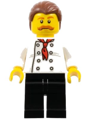 LEGO onderdeel Pizza Van Chef, Black Legs, Reddish Brown Moustache (cty0711)
