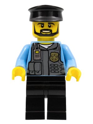 LEGO onderdeel Police Officer, Black Cap and Legs, Beard (cty0716)