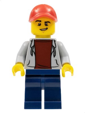 LEGO onderdeel ATV Driver - Male, Open Hoodie, Dark Blue Legs, Red Cap (cty0728)