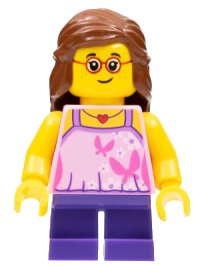 LEGO onderdeel Child - Girl, Bright Pink Top, Dark Purple Legs, Reddish Brown Hair, Glasses, Freckles cty0767