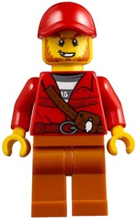 LEGO part Mountain Police - Crook Male with Red Fringed Shirt with Strap and Pouch, Red Cap cty0831