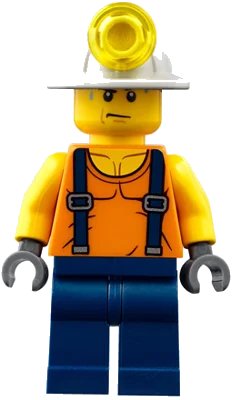 LEGO onderdeel Miner - Shirt with Straps, Dark Blue Legs, Mining Helmet, Sweat Drops (cty0847)