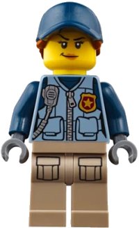 LEGO part Mountain Police - Officer Female, Dark Blue Hat with Dark Orange Hair cty0869