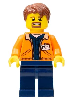 LEGO onderdeel Miner - Equipment Operator with Beard, Reddish Brown Hair (cty0895)