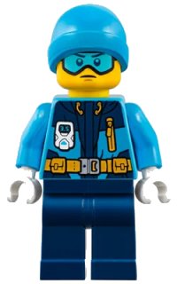 LEGO part Arctic Explorer - Male, Dark Blue Legs, Dark Azure Beanie, Medium Azure Ski Goggles cty0903