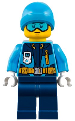LEGO onderdeel Arctic Explorer - Male, Dark Blue Legs, Dark Azure Beanie, Medium Azure Ski Goggles (cty0903)