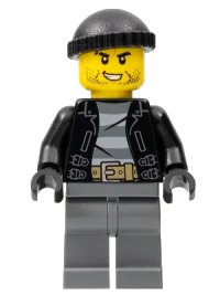 LEGO part Police - City Bandit Crook, Black Knit Cap, Black Stubble cty0930