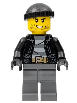 LEGO onderdeel Police - City Bandit Crook, Black Knit Cap, Black Stubble (cty0930)
