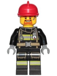 LEGO part Fire - Reflective Stripes with Utility Belt, Red Fire Helmet, Goatee cty0965
