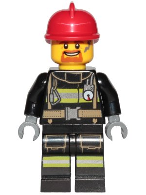LEGO onderdeel Fire - Reflective Stripes with Utility Belt, Red Fire Helmet, Goatee (cty0965)