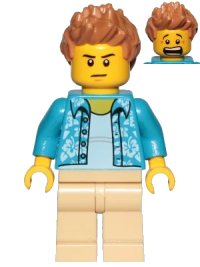 LEGO onderdeel Camera Operator - Hawaiian Shirt, Tan Legs, Medium Nougat Hair Spiked cty1033