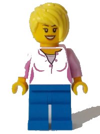 LEGO part Toy Store Owner - Bright Pink Female Top, Blue Legs cty1047