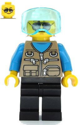 LEGO onderdeel Helicopter Pilot - Dark Tan Vest Over Dark Azure Shirt, White Helmet (cty1082)