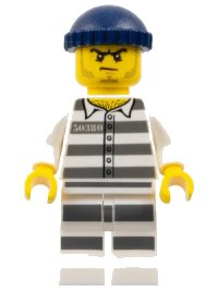 LEGO onderdeel Police - Jail Prisoner 50380 Prison Stripes, Stubble, Dark Blue Knit Cap cty1127