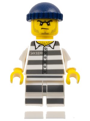 LEGO onderdeel Police - Jail Prisoner 50380 Prison Stripes, Stubble, Dark Blue Knit Cap (cty1127)