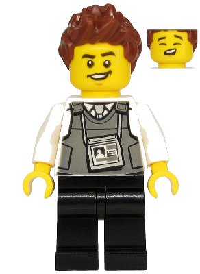 LEGO onderdeel Police - Security Officer, Black Legs, Brown Hair (cty1135)