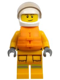 LEGO part Fire - Reflective Stripes, Bright Light Orange Suit, Life Jacket, White Helmet cty1157