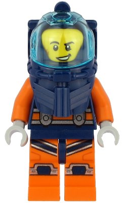 LEGO onderdeel Deep Sea Diver - Male, Dark Blue Helmet, Lopsided Grin (cty1164)