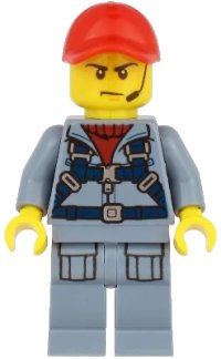 LEGO part Ocean Submarine Pilot - Male, Harness, Sand Blue Legs with Pockets, Red Cap, Headset cty1168