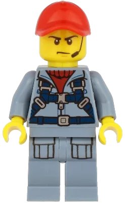LEGO onderdeel Ocean Submarine Pilot - Male, Harness, Sand Blue Legs with Pockets, Red Cap, Headset (cty1168)
