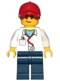 LEGO part Personal Trainer - Female, Red Ball Cap with Reddish Brown Ponytail cty1418