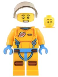 LEGO part Lunar Research Astronaut - Male, Bright Light Orange and Dark Azure Suit, White Helmet, Trans-Brown Visor (Lieutenant Jamie) cty1446