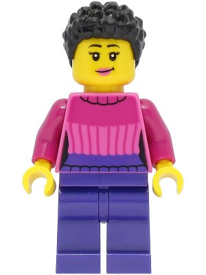 LEGO onderdeel Car Driver - Female, Dark Pink Sweater, Dark Purple Legs, Black Hair (cty1463)