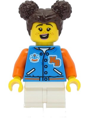LEGO onderdeel Passenger - Female, Dark Azure Sports Jacket, White Medium Legs, Dark Brown Hair (cty1469)