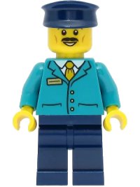 LEGO part Train Driver - Male, Dark Turquoise Shirt, Dark Blue Legs and Hat cty1471