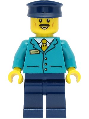 LEGO onderdeel Train Driver - Male, Dark Turquoise Shirt, Dark Blue Legs and Hat (cty1471)