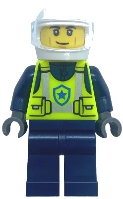 LEGO onderdeel Police - City Officer Male, Neon Yellow Safety Vest, White Helmet, Trans-Clear Visor (cty1730)