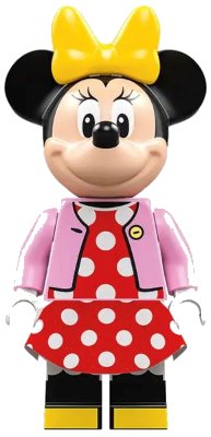 LEGO onderdeel Minnie Mouse - Bright Pink Jacket, Red Polka Dot Dress, Yellow Bow (dis089)